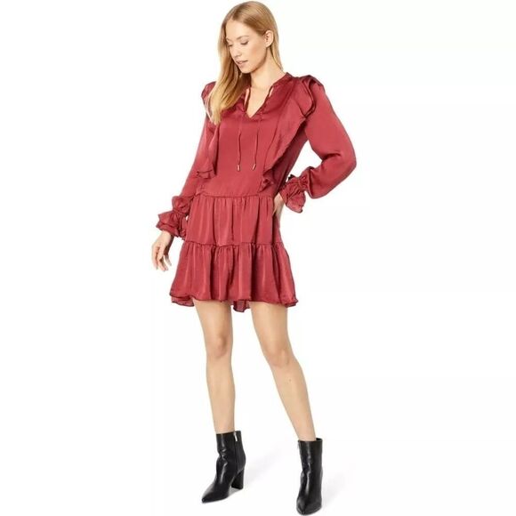 Bishop+Young Boho Ruffle The Finley Satin Mini Dress - Picture 1 of 10